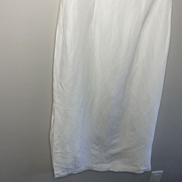 MADEWELL Midi Dress Women 2 One-Shoulder Sleeveless NEW Ivory Linen Blend NQ624 - Picture 10 of 14